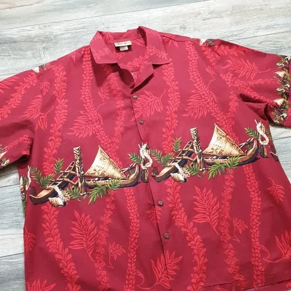 Winnie Fashion Mens 3XL Short Sleeve Shirt Hawaiian Vacation Party Shirt Canoe - Picture 2 of 8